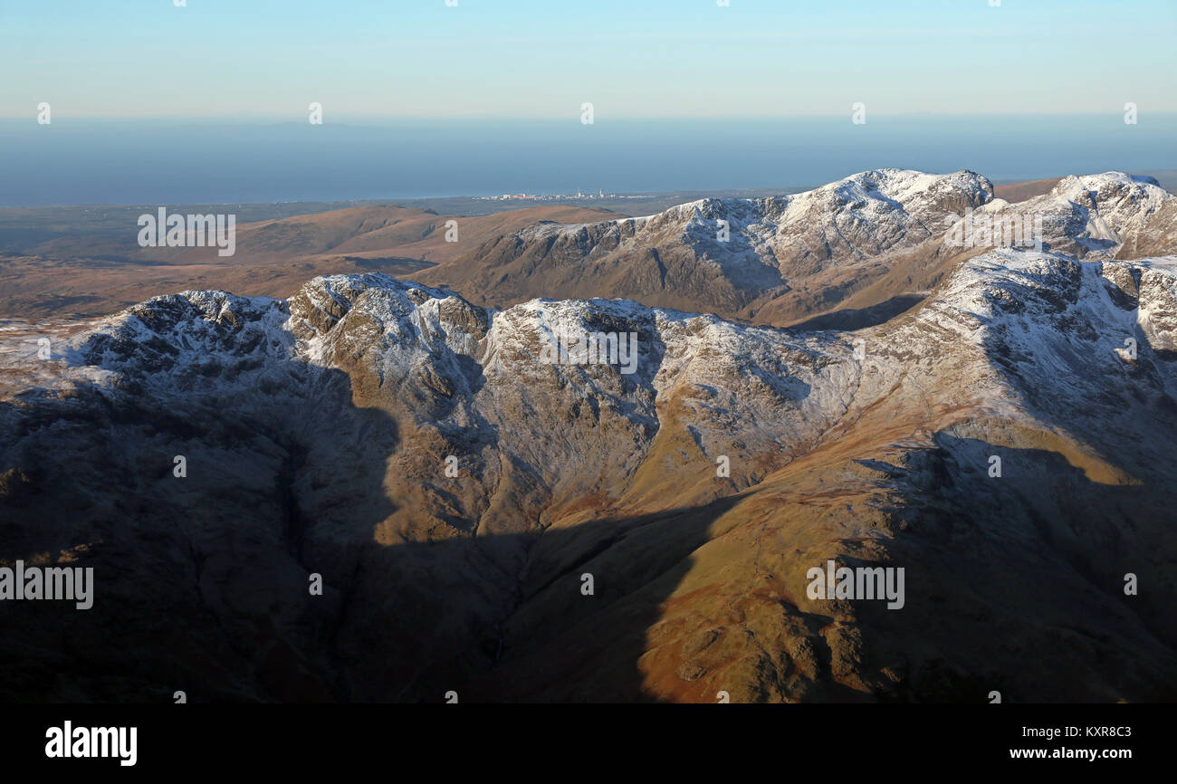 aerial view of mountain tops in the Lake District, Cumbria, UK Stock Photo