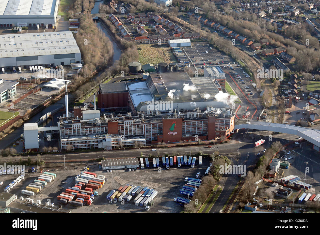aerial view of the Kellogs factory in Manchester, UK Stock Photo