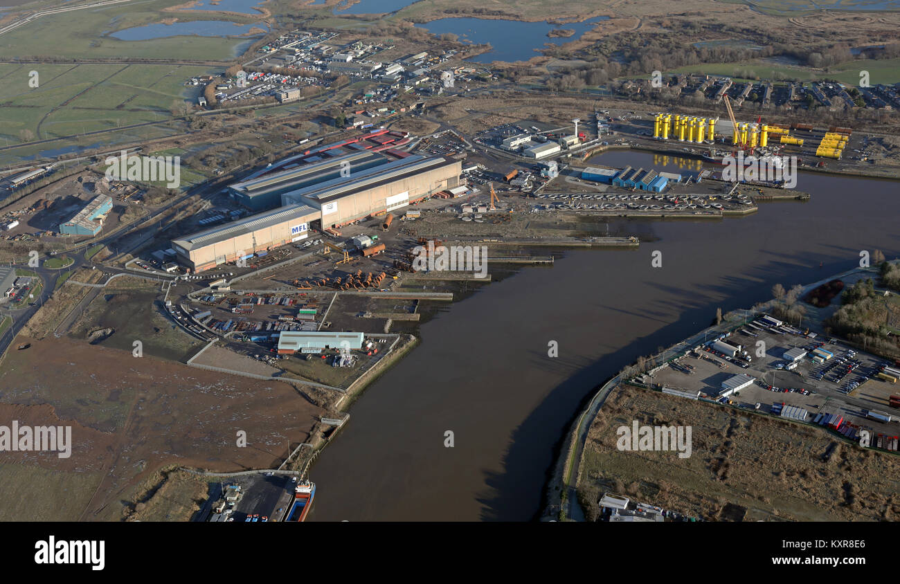 aerial view of MFL Marine Fabricators Ltd works at Billingham on Teesside, UK Stock Photo