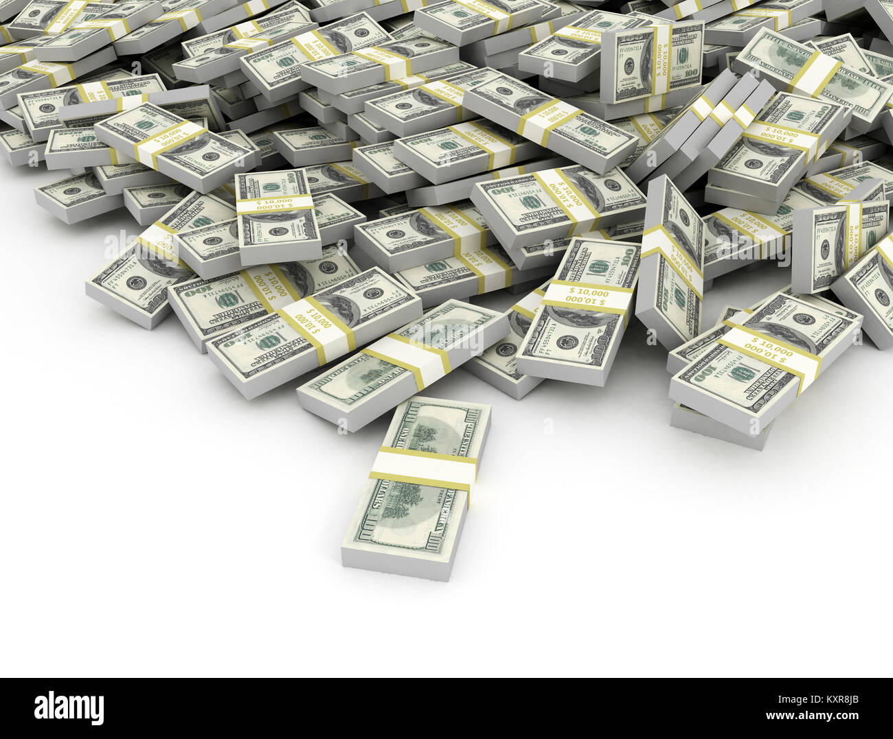 Stack of dollars. Conceptual illustration. Isolated on white background ...