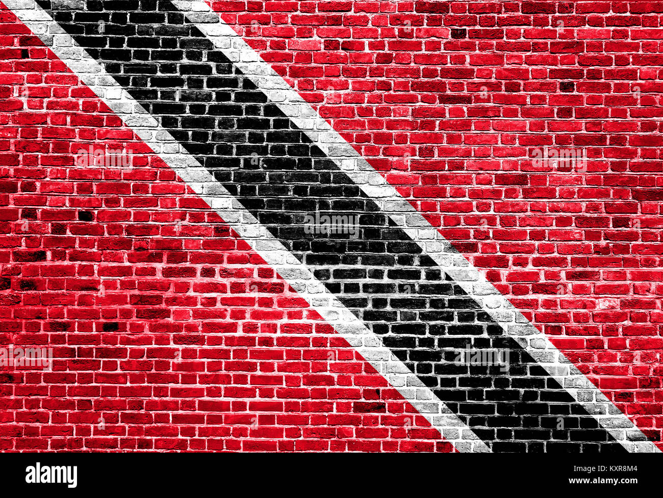 Flag of Trinidad and Tobago painted on brick wall Stock Photo