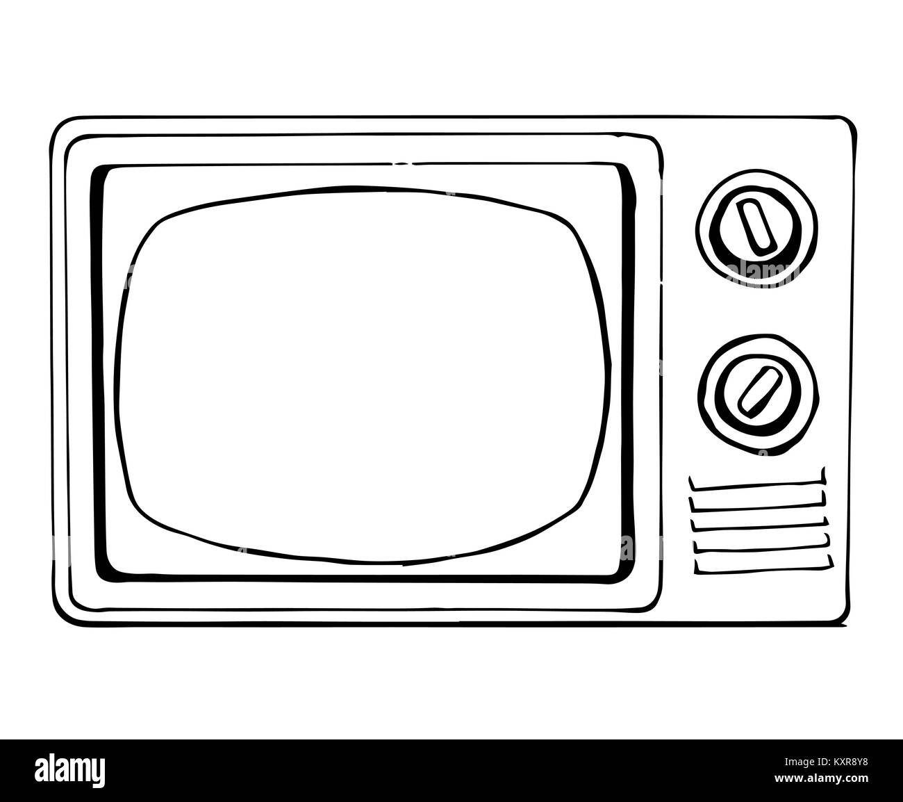 Sketch TV in retro style isolated on a white background. Monitor ...