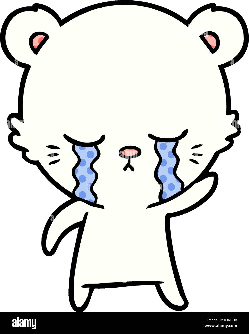 sad little polar bear cartoon Stock Vector