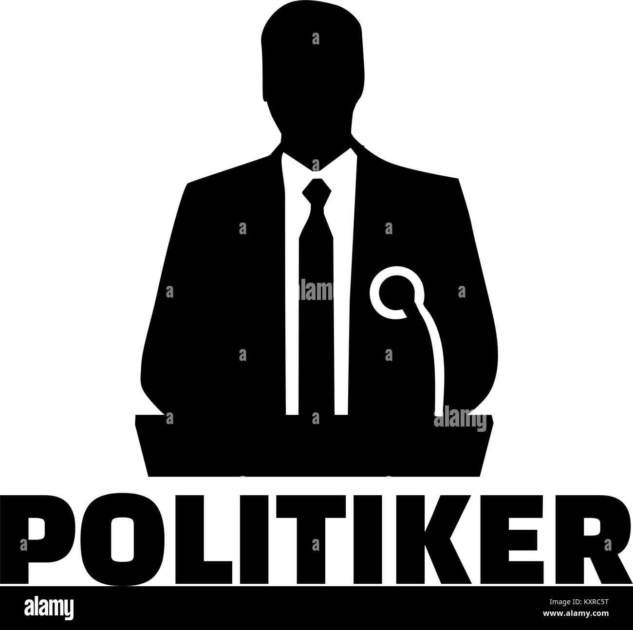 Silhouette of a male politicial with lectern and german job title Stock