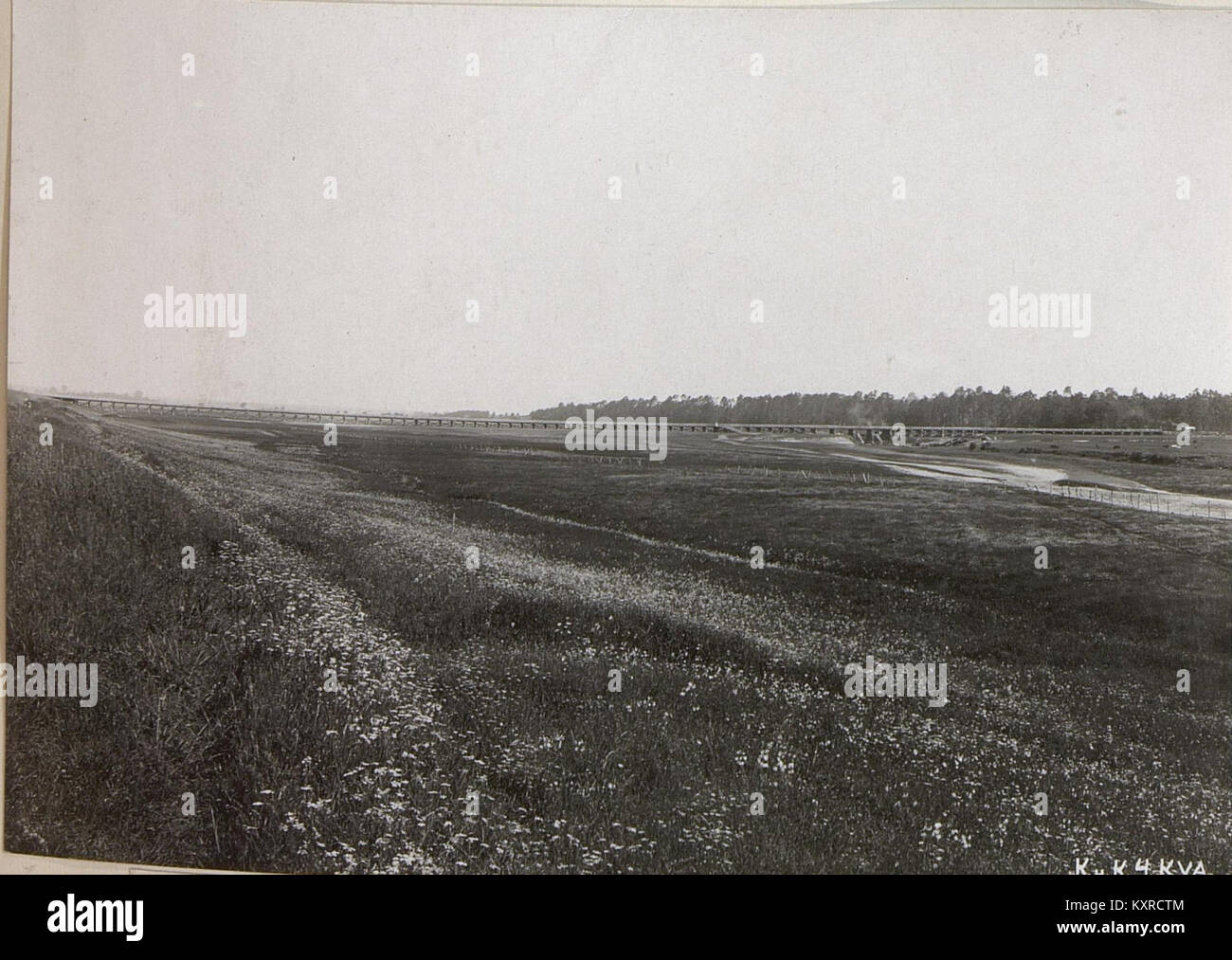 A historical photograph of the Bug Bridge near Czerniawka, showing the ...