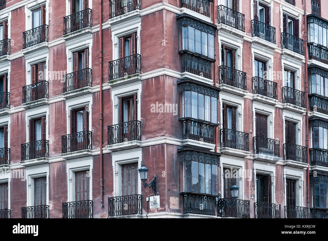 Apartment building detail, Madrid, Spain. Stock Photo