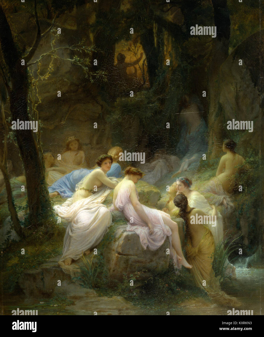 Painting by Charles François Jalabert titled 'Nymphs Listening to