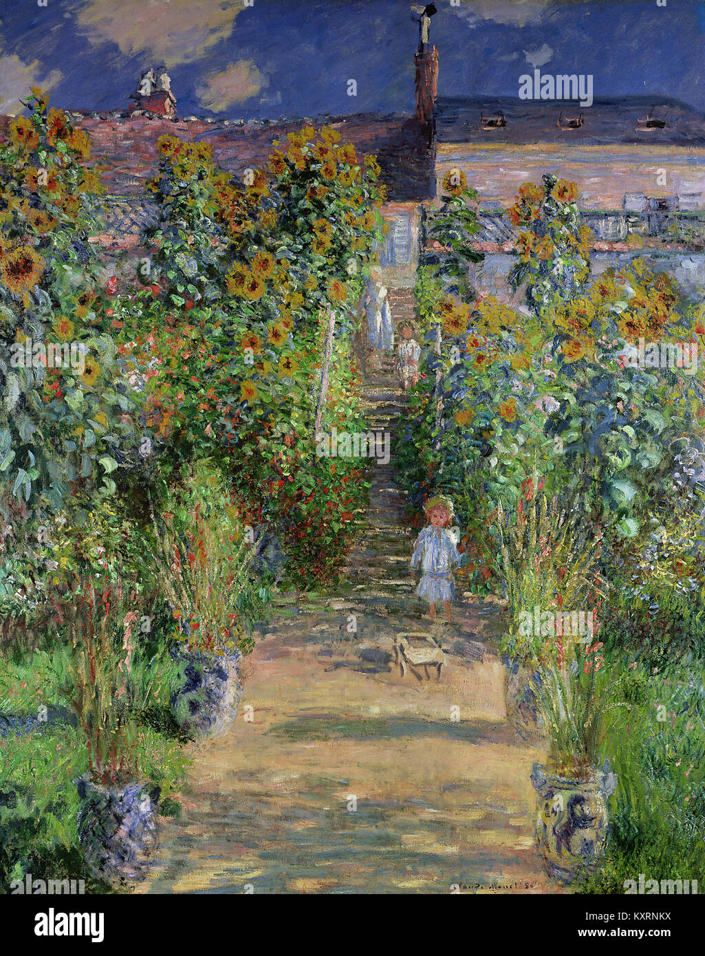 Monet, The Artist's Garden at Vétheuil Framed Print