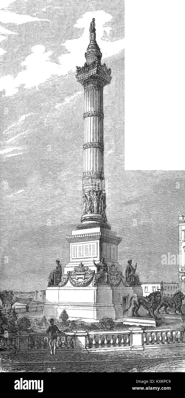 Colonne du Congrès avec la statue du roi Léopold Ier au sommet Stock Photo
