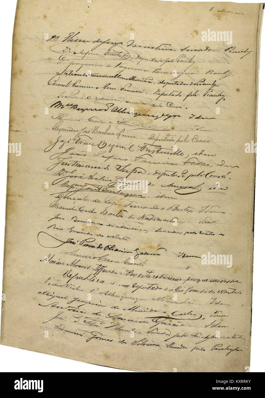 A page from the 1891 Constitution of the Republic of Brazil, outlining ...