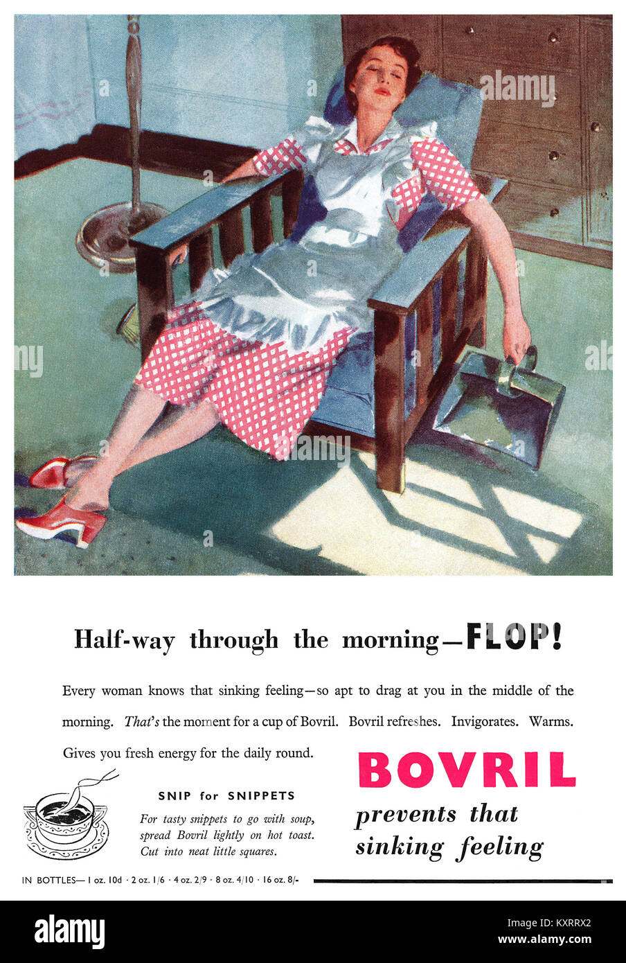 1949 British advertisement for Bovril. Stock Photo