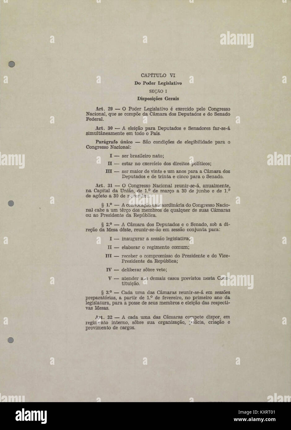 A page from the 1967 Constitution of Brazil presenting the legal and ...