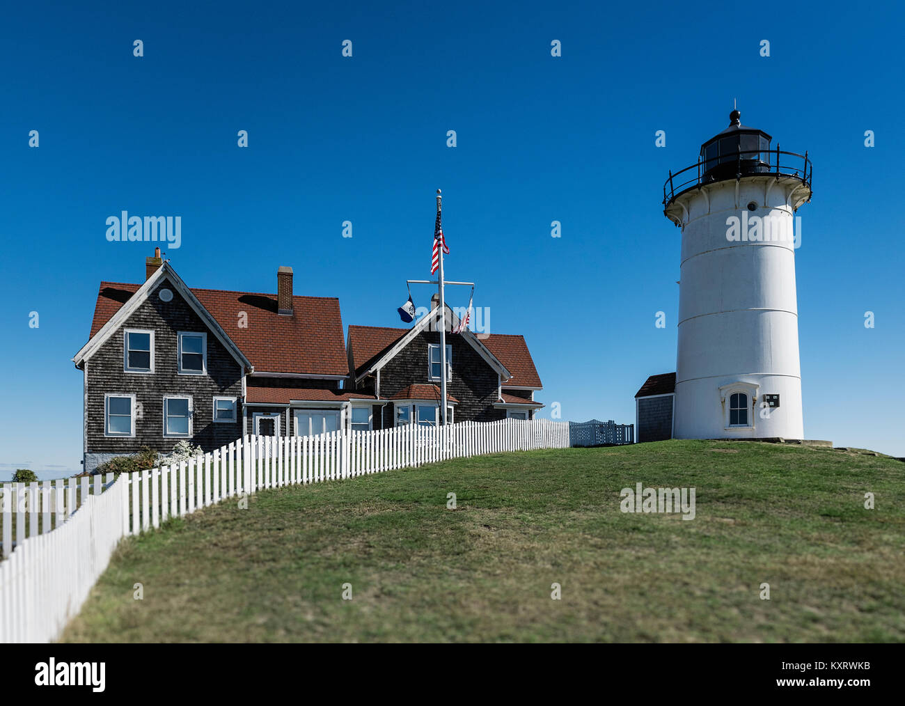 Nobska Lighthouse, Woods Hole, Cape Cod, Massachusetts, USA Stock Photo