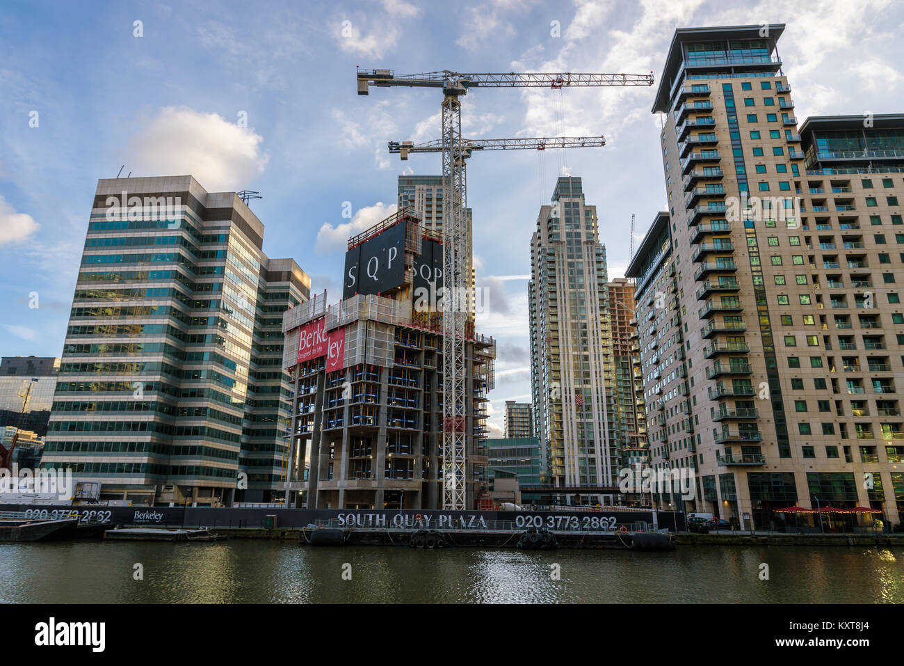 Construction in Isle of Dogs London. South Quay Plaza project, new ...