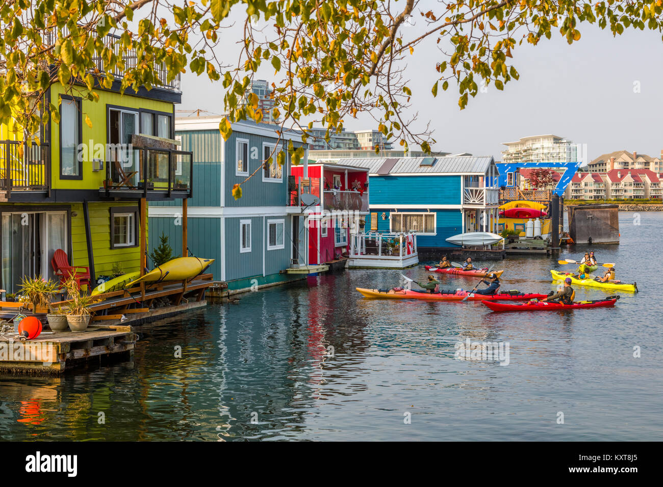 Fisherman's Wharf a colourful float home community in Victoria on Vancouver Island in British Columbia, Canada Stock Photo