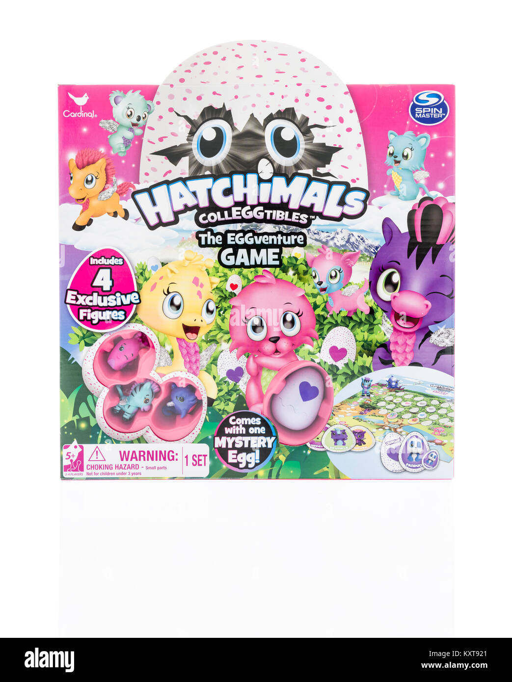 Winneconne, WI -25 December 2017: A box of Hatchimals colleggtibles the eggventure game on an isolated background. Stock Photo