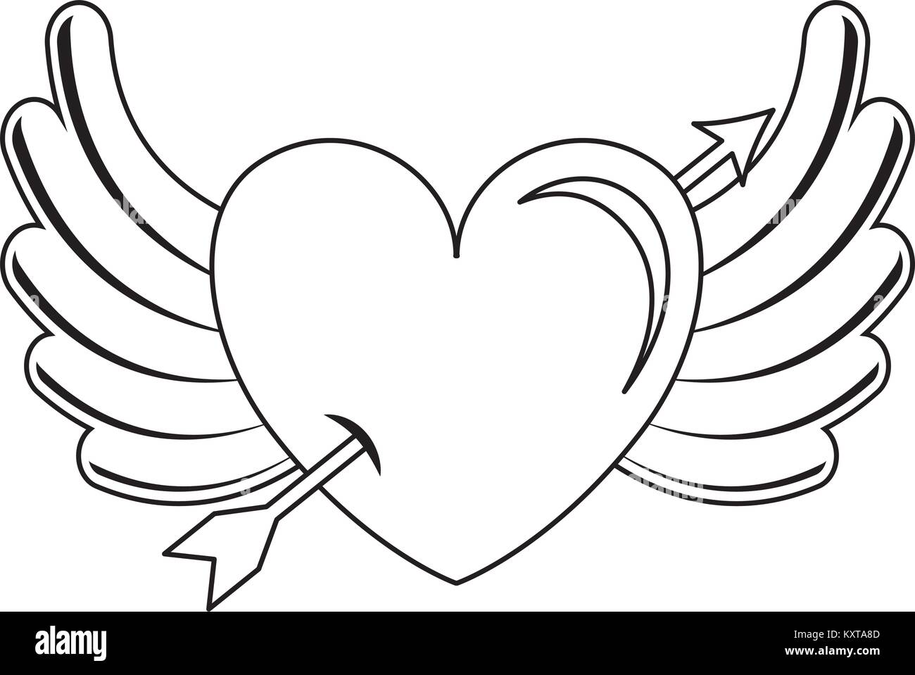 heart love with arrow and wings Stock Vector Image & Art - Alamy