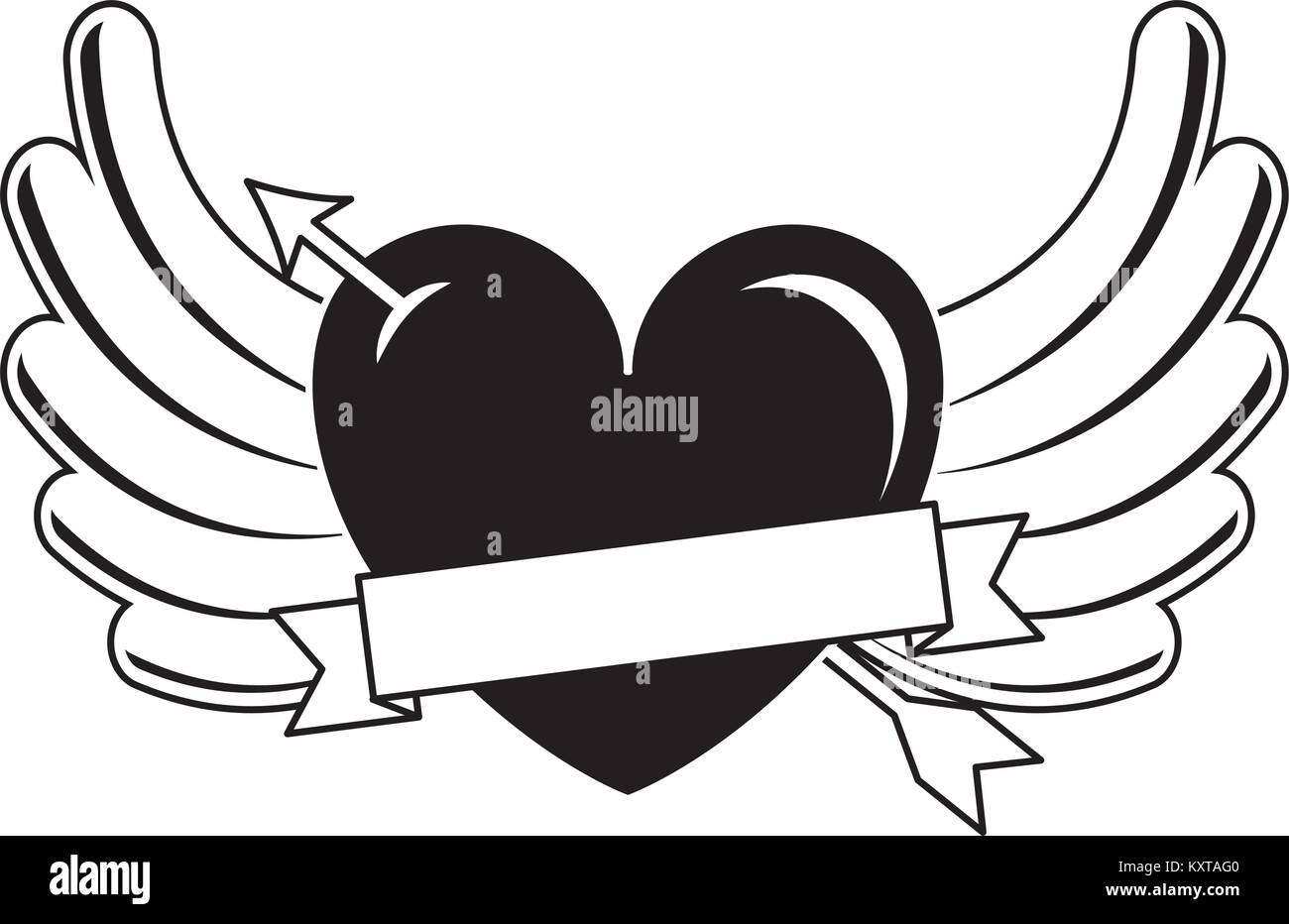 heart love with arrow and wings Stock Vector Image & Art - Alamy