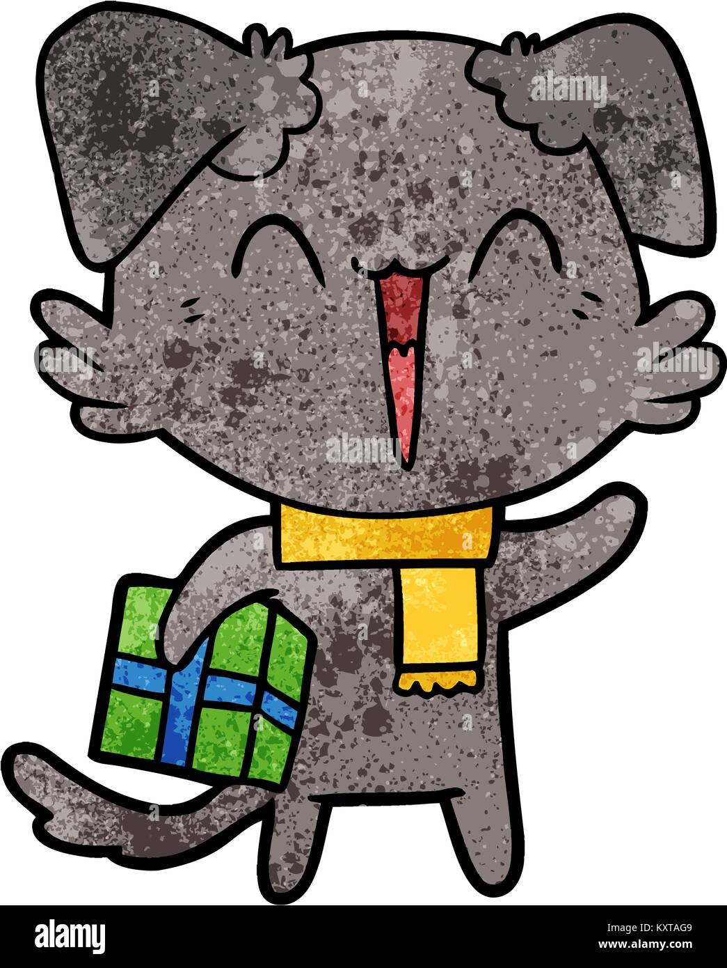 happy little cartoon dog in winter clothes Stock Vector Image & Art - Alamy