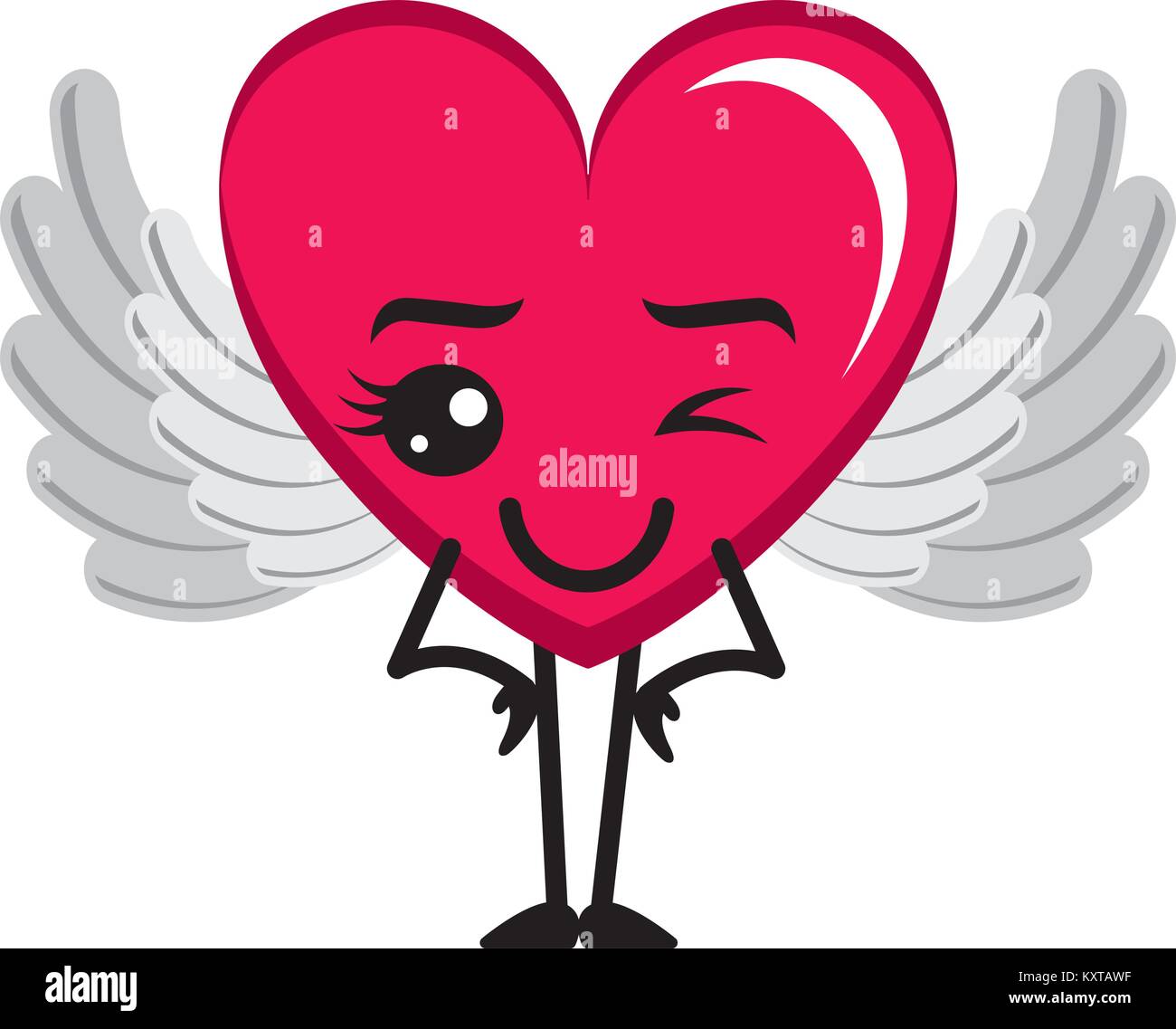 heart love happy with wings kawaii character Stock Vector Image & Art ...