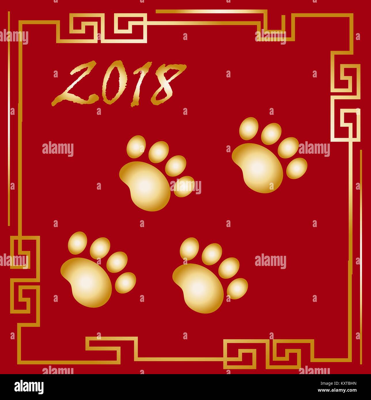 Happy chinese new year 2018 greeting card with a dog. China new year template for your design. Vector illustration. Stock Vector