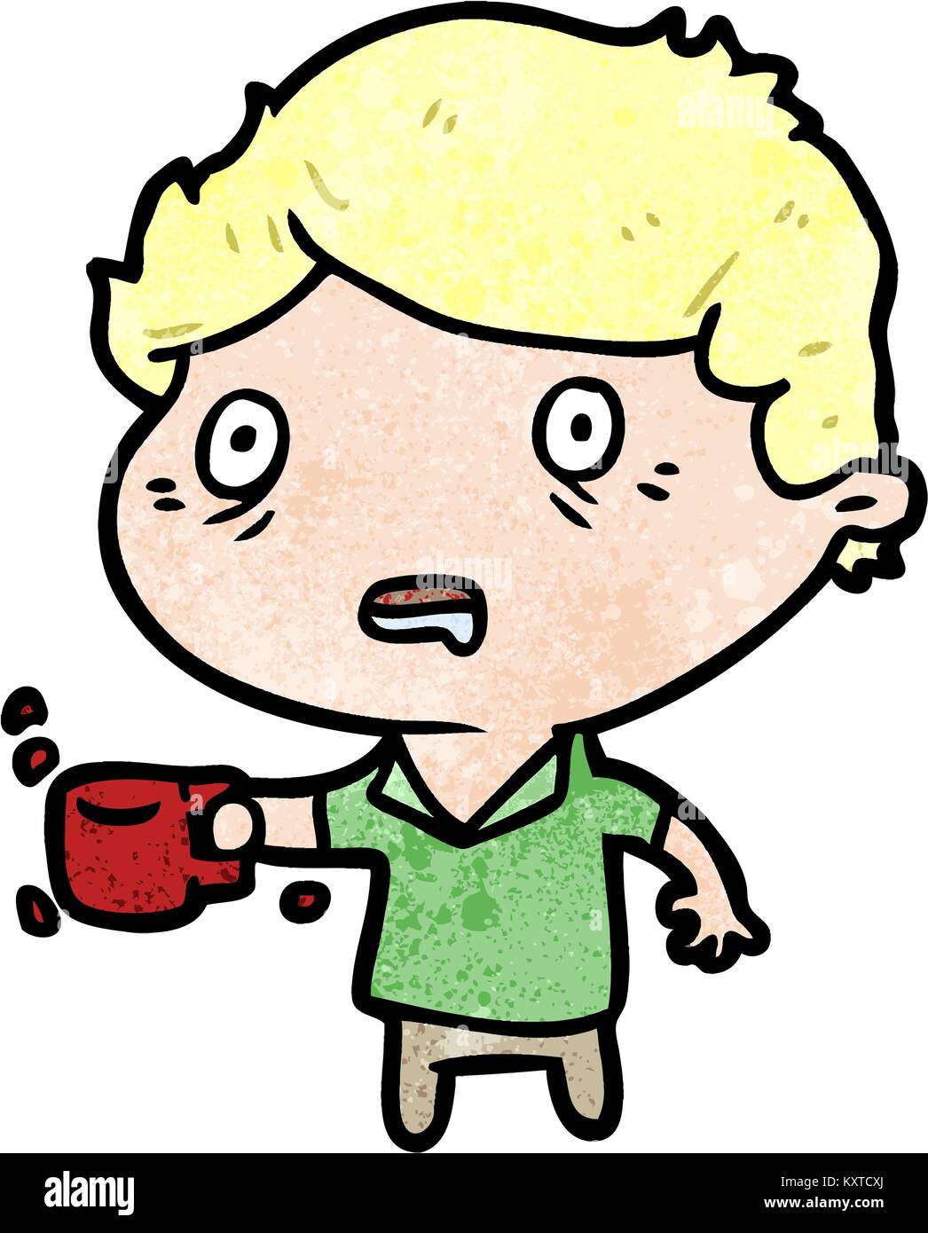 cartoon man jittery from drinking too much coffee Stock Vector Image