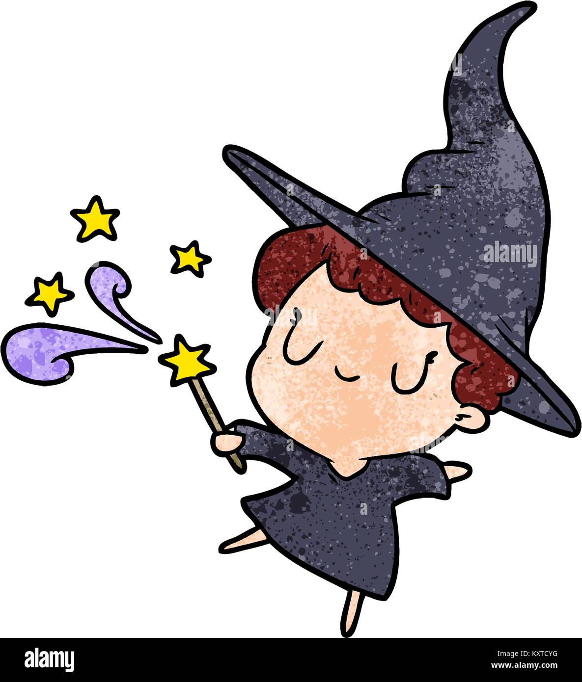 Cute Cartoon Witch Casting Spell Stock Vector Image Art Alamy