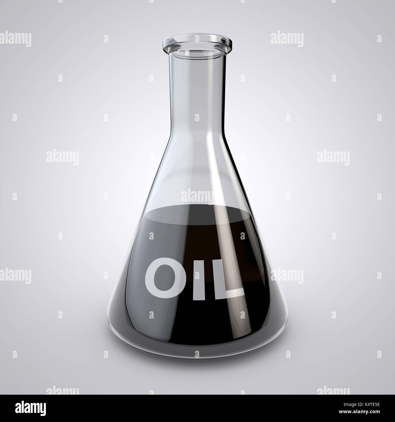 Laboratory glassware with oil. 3D render Stock Photo
