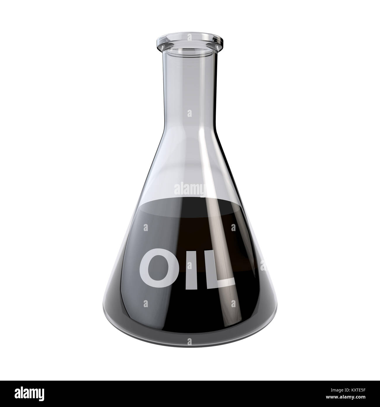 Laboratory glassware with oil. 3D render Stock Photo