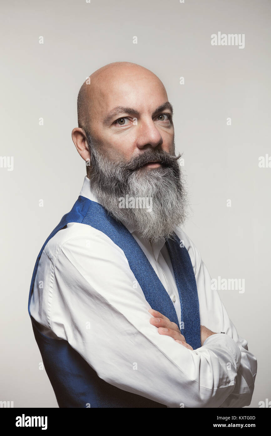 middle-aged man with beard, studio portrait Stock Photo