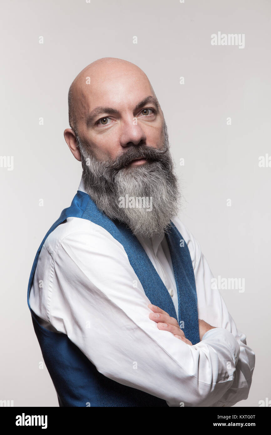 middle-aged man with beard, studio portrait Stock Photo