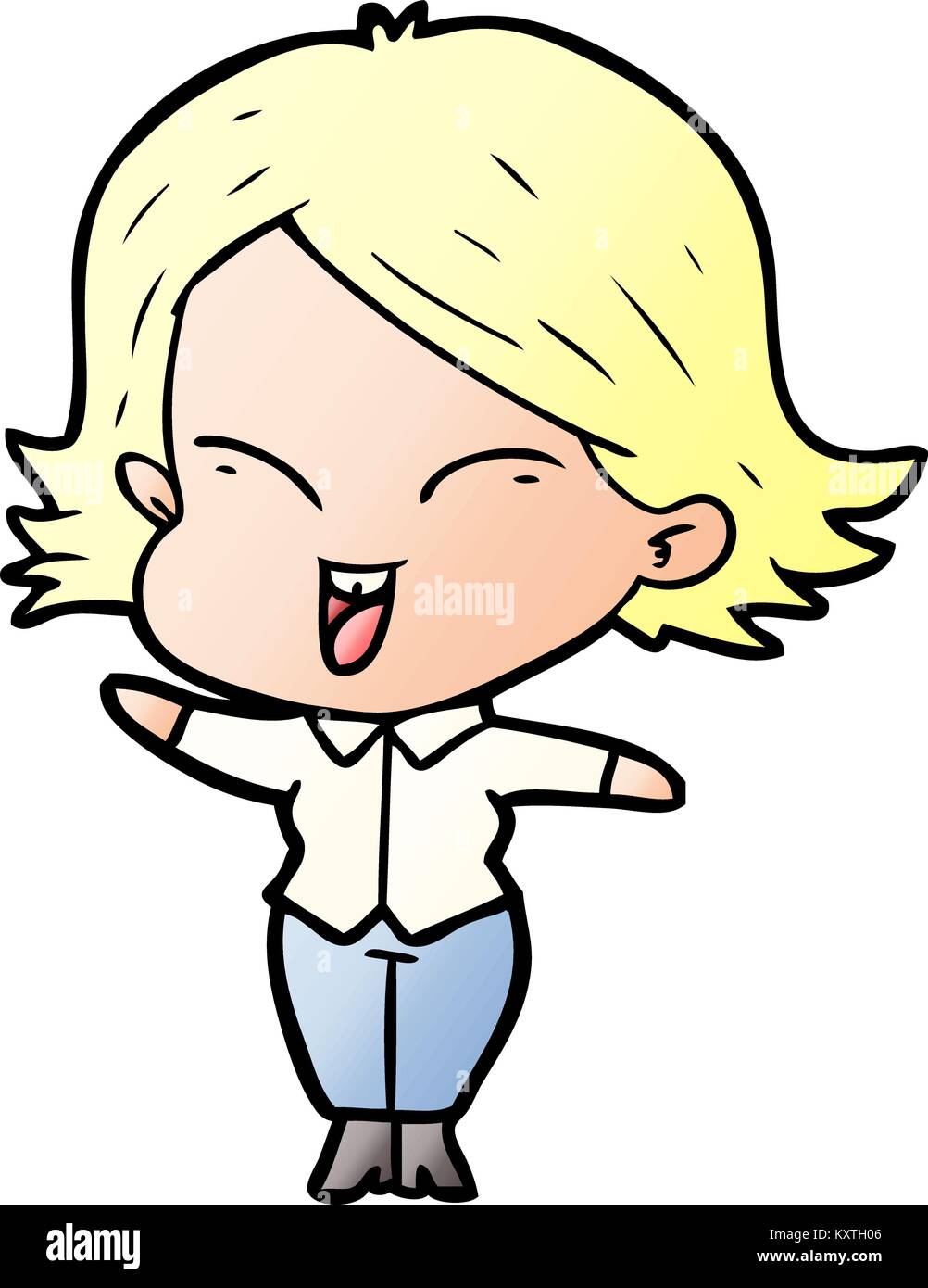 happy cartoon girl Stock Vector Image & Art - Alamy