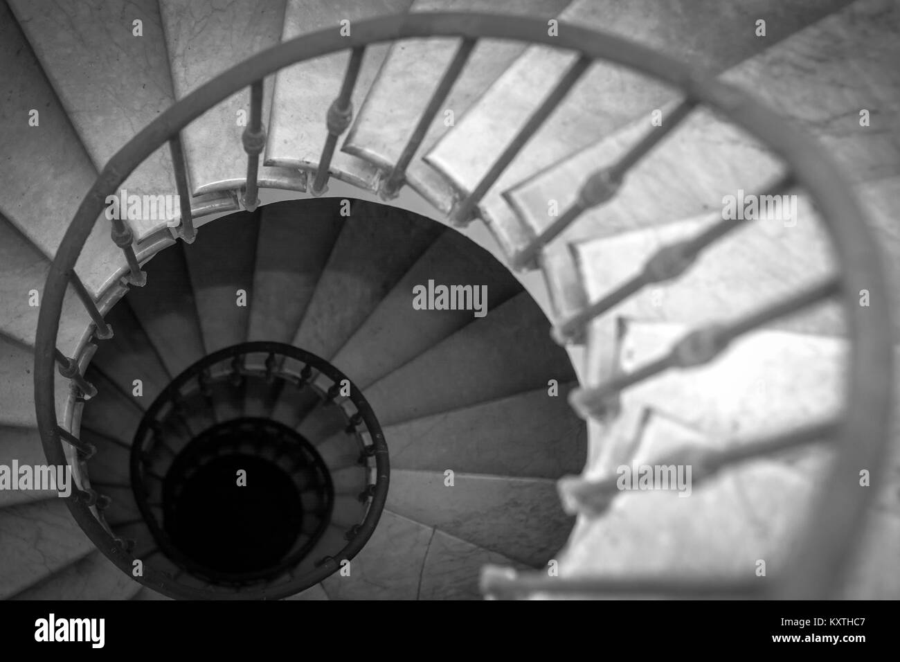 Black and white spiral staircase Stock Photo