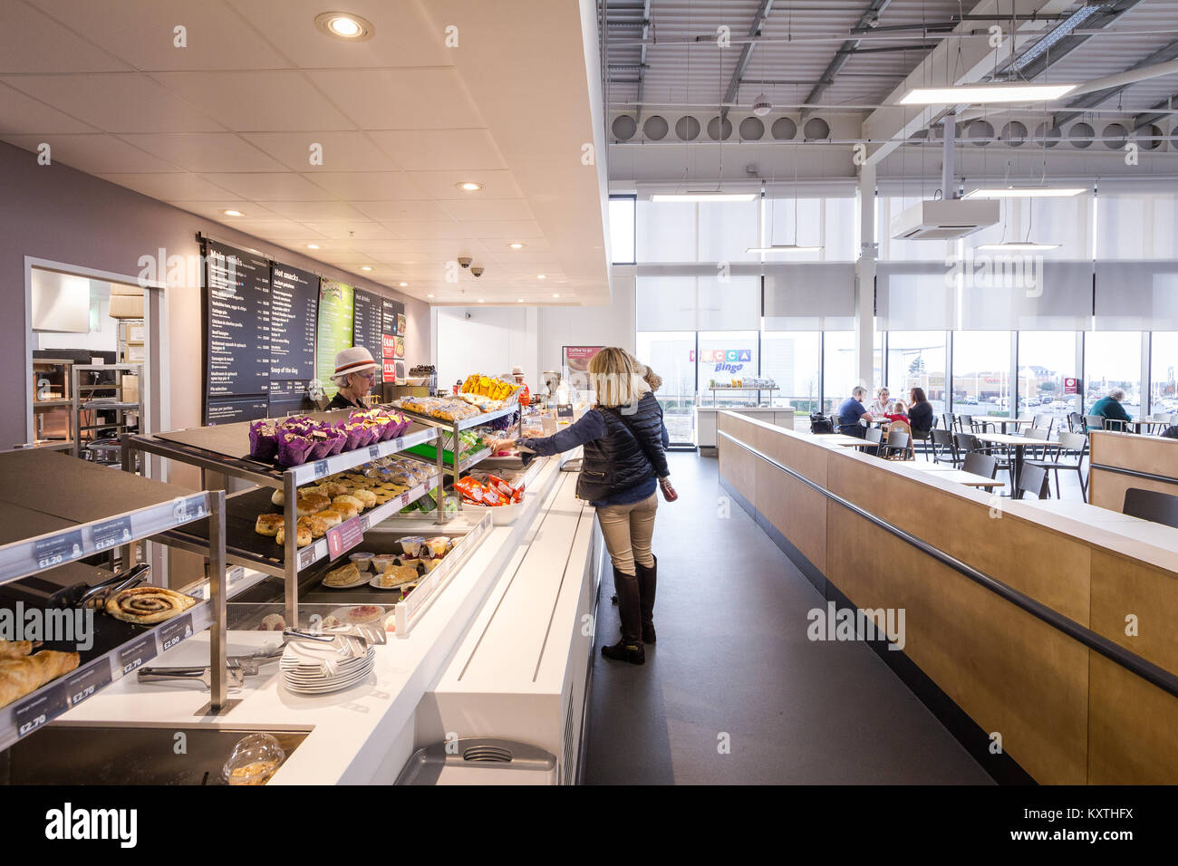 Cafe, new Sainsbury's superstore, Thanet, Kent UK Stock Photo
