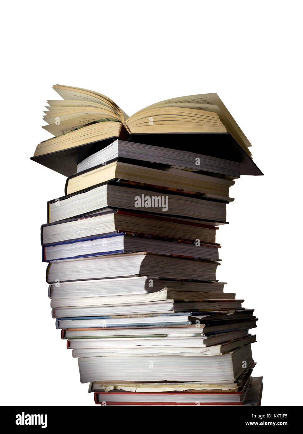 A cut out shot of a big stack of books Stock Photo