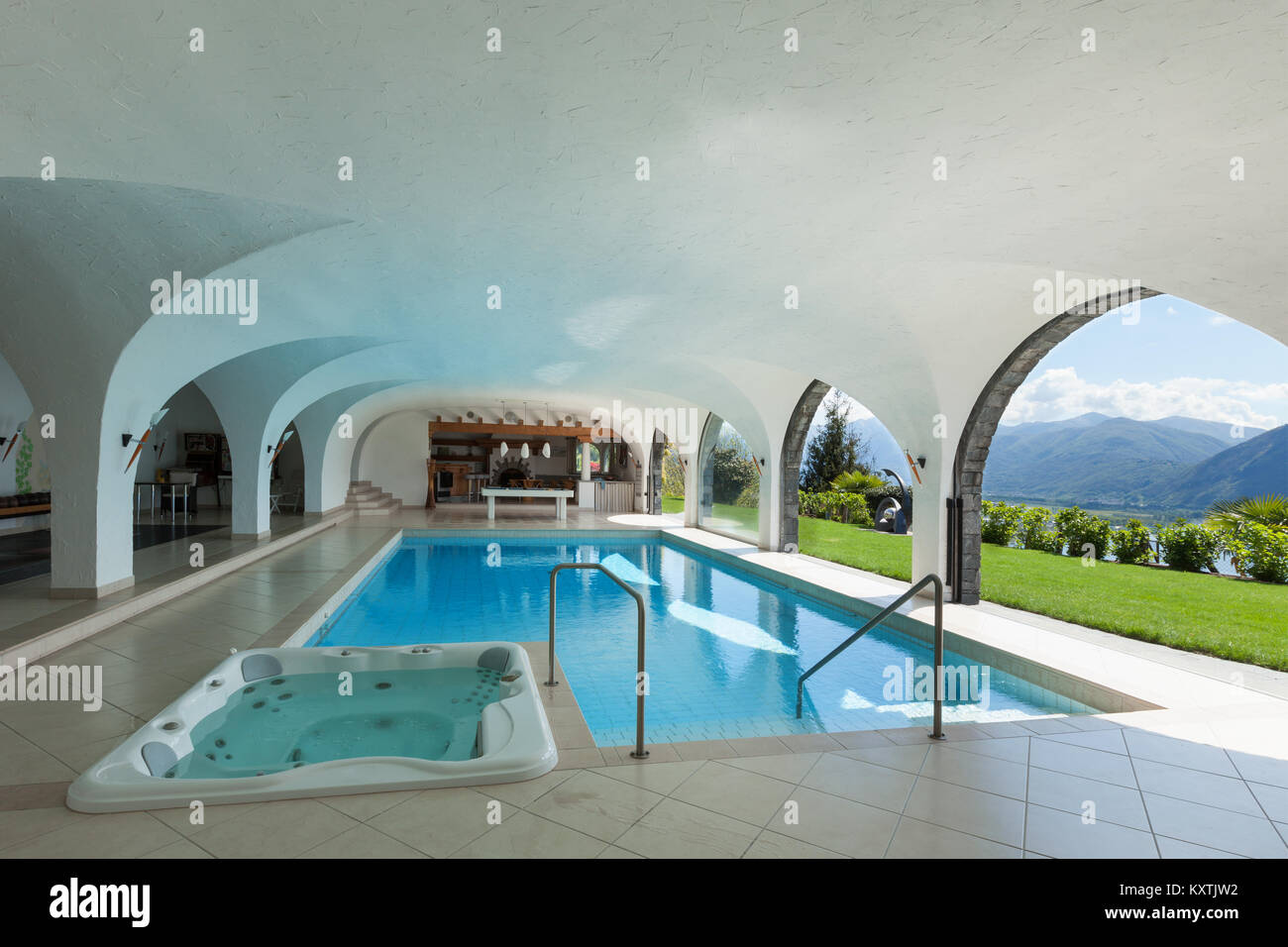 Architecture, luxury villa with Indoor swimming pool Stock Photo - Alamy