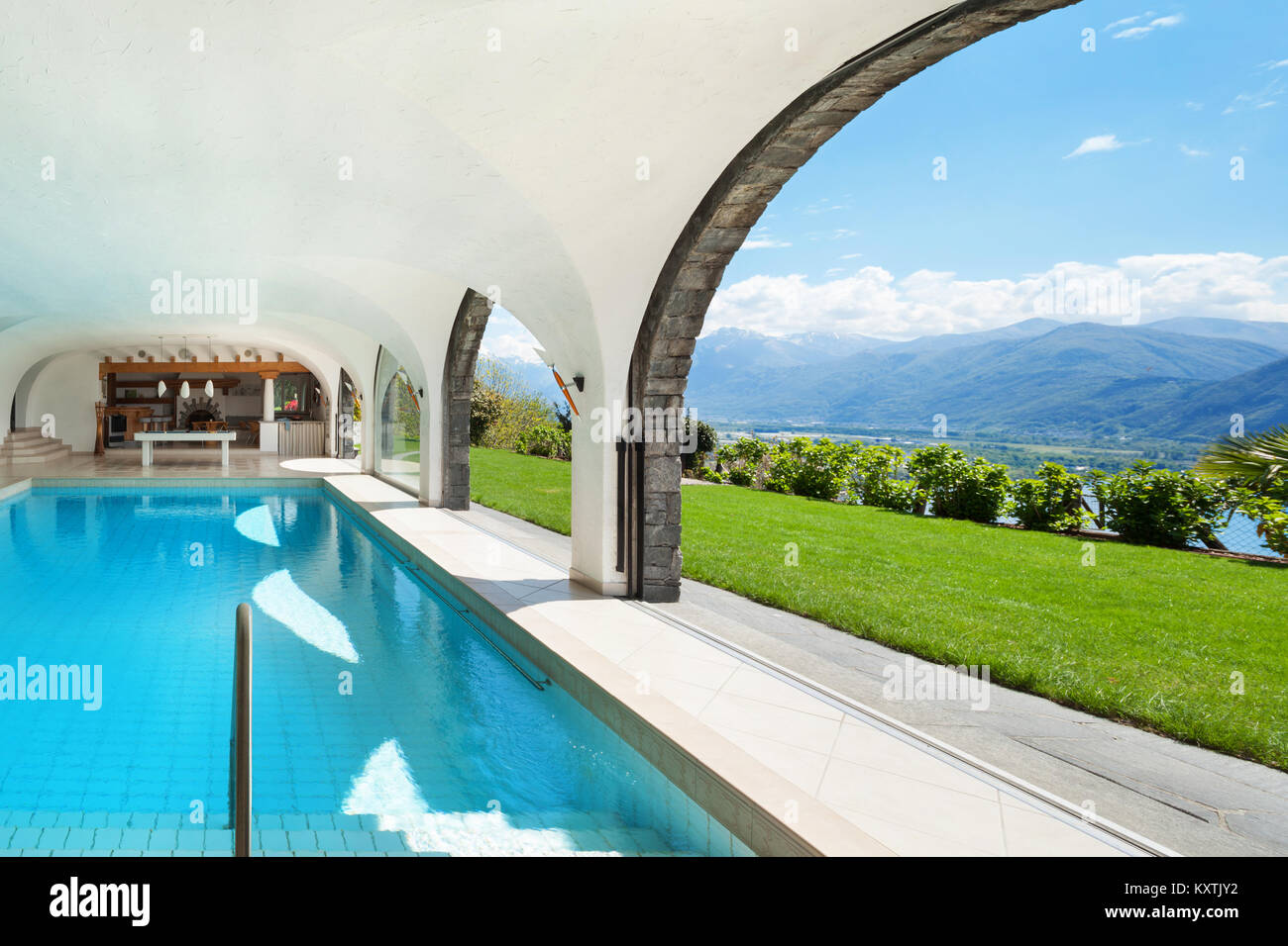 Architecture, luxury villa with Indoor swimming pool Stock Photo - Alamy