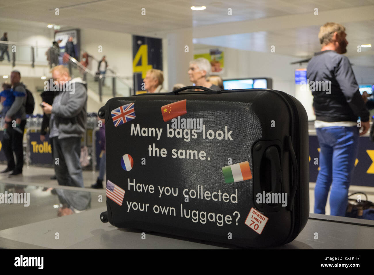 Manchester uk airport baggage reclaim area carousel hires stock