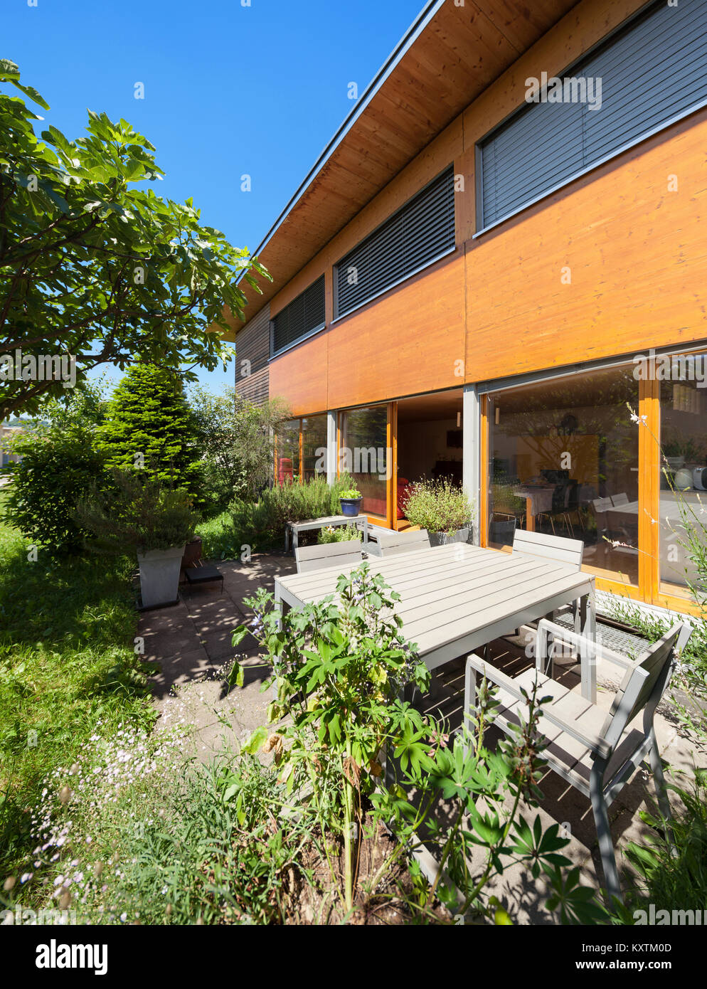 Veranda of a wooden house, modern design Stock Photo - Alamy