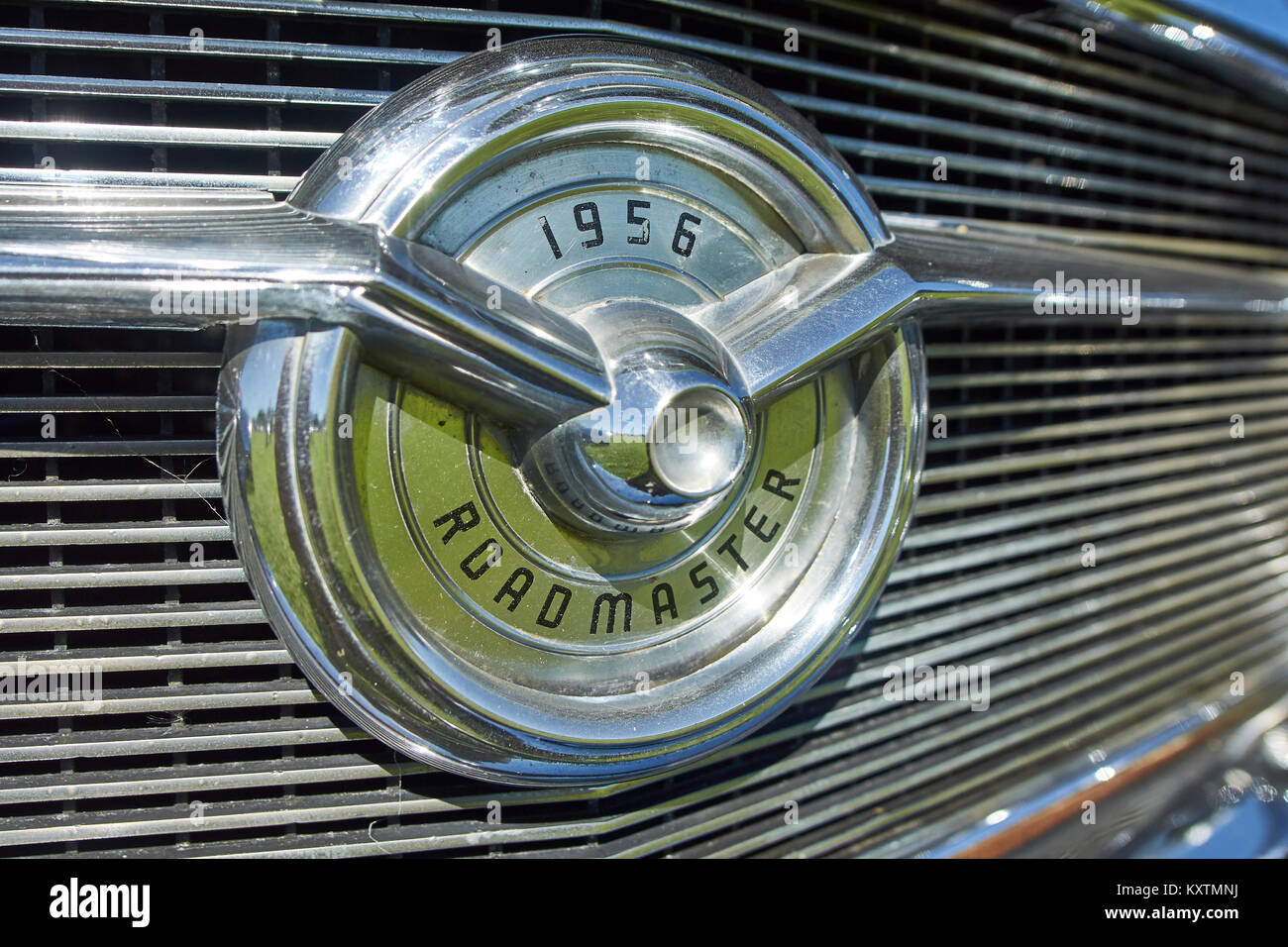 close up images of the front area of a black 1956 buick roadmaster coupe Stock Photo