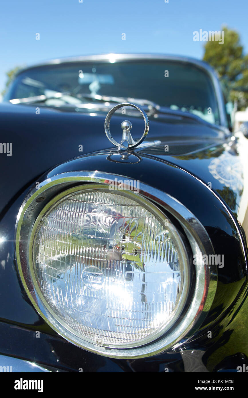 close up images of the front area of a black 1956 buick roadmaster coupe Stock Photo