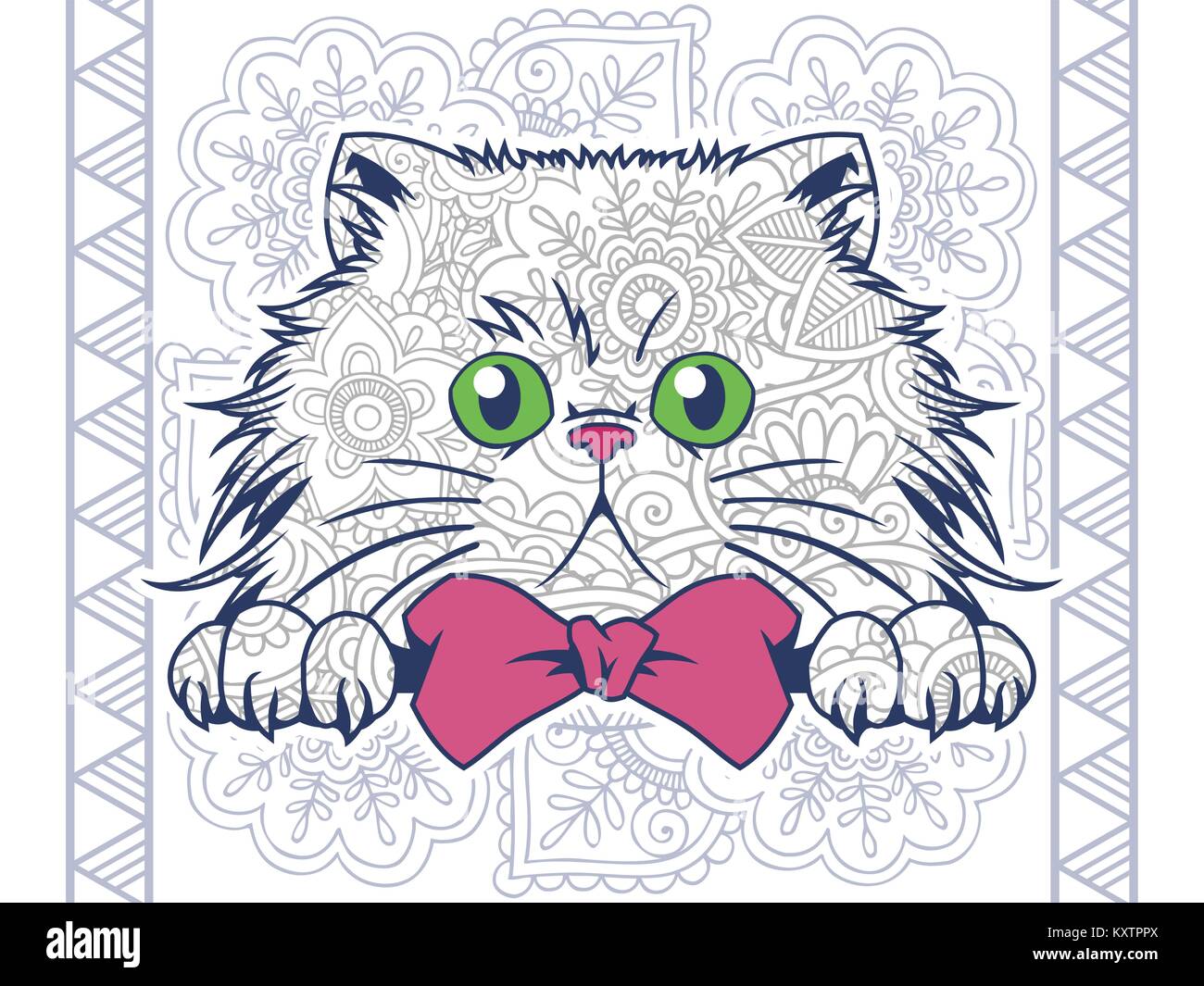 illustration of cat doodle for adult stress release coloring page Stock ...