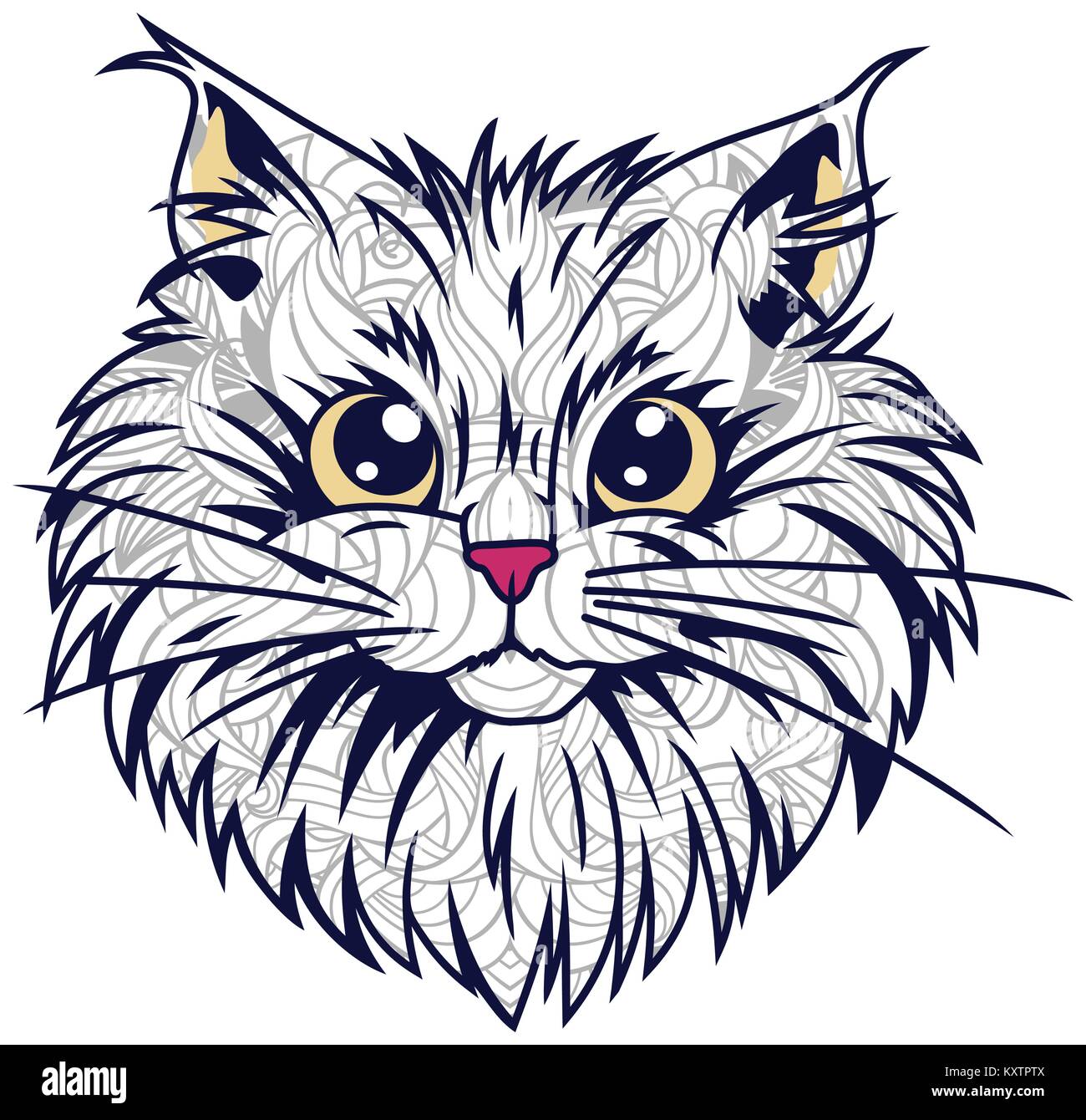 Illustration Of Cat Doodle For Adult Stress Release Coloring Page