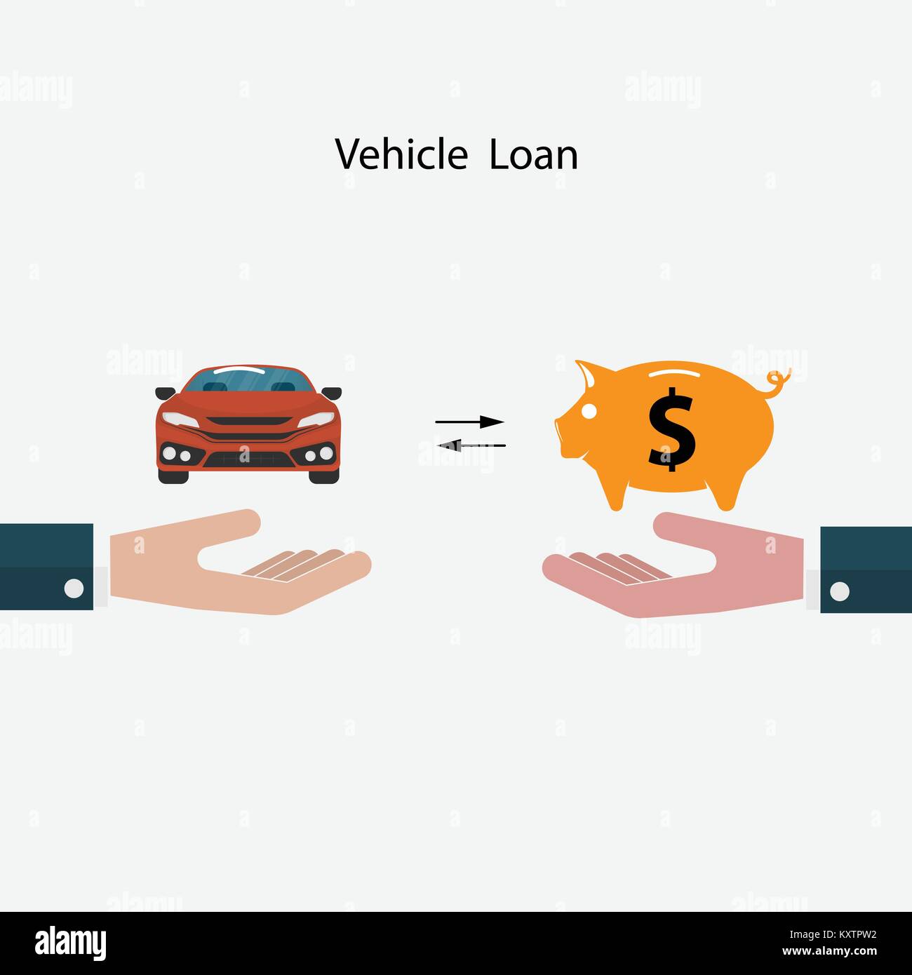 Car icon,Piggy sign and Human hand symbol.Vehicle loan promotion concept.Transport concept.Smart life & Work life balance concept.Vector illustration. Stock Vector