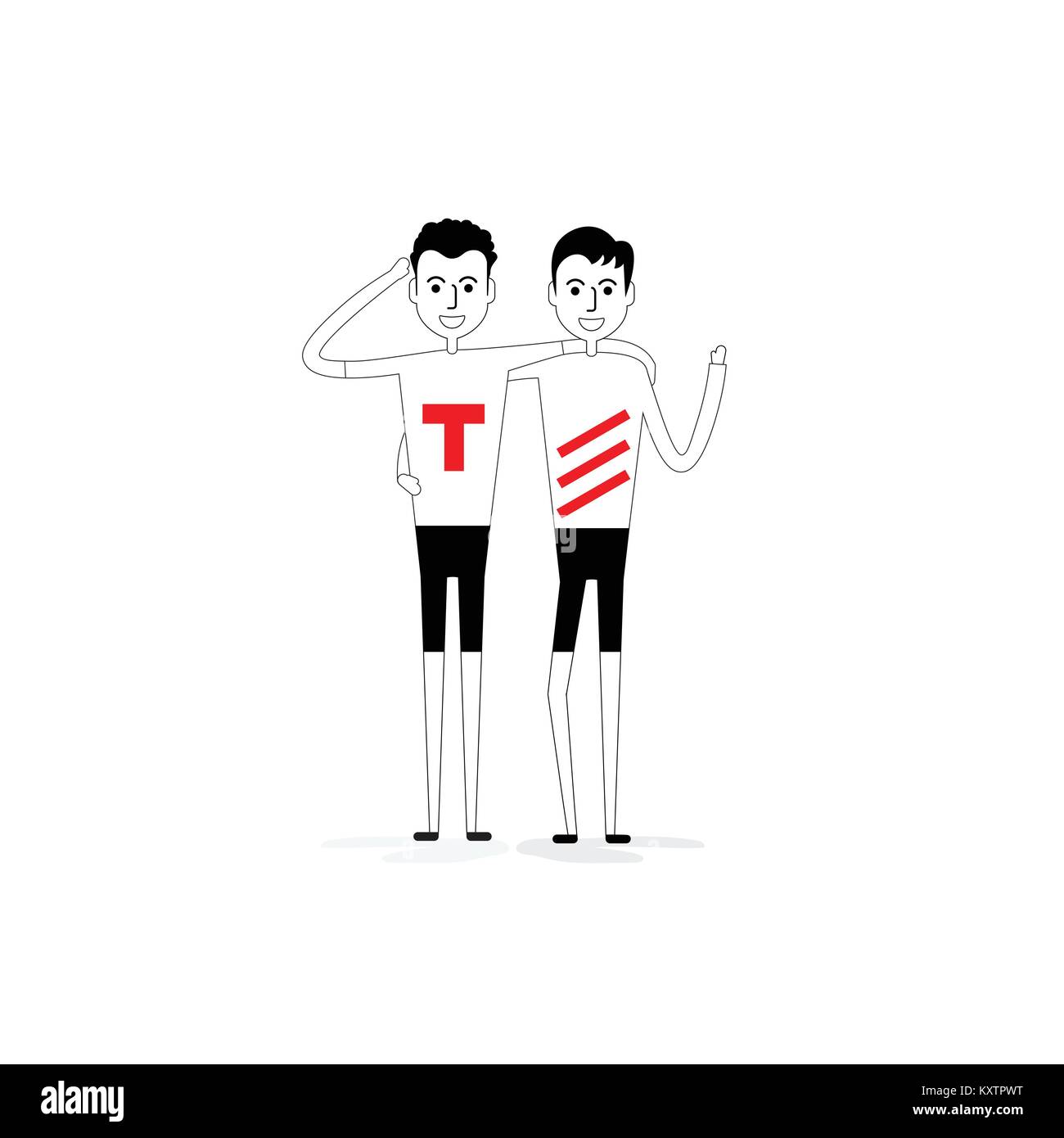 Adult guys,Men,Two best friends.Happy smiling young men friends.Happy best friends meeting.Happy couple icon.Happy friends two man,Friendly hug and Fr Stock Vector