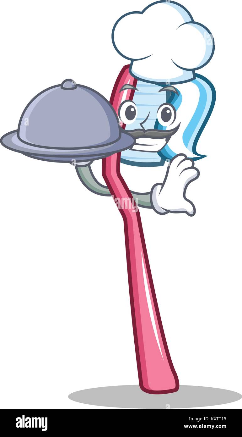 Chef with food toothbrush mascot cartoon style Stock Vector Image & Art ...