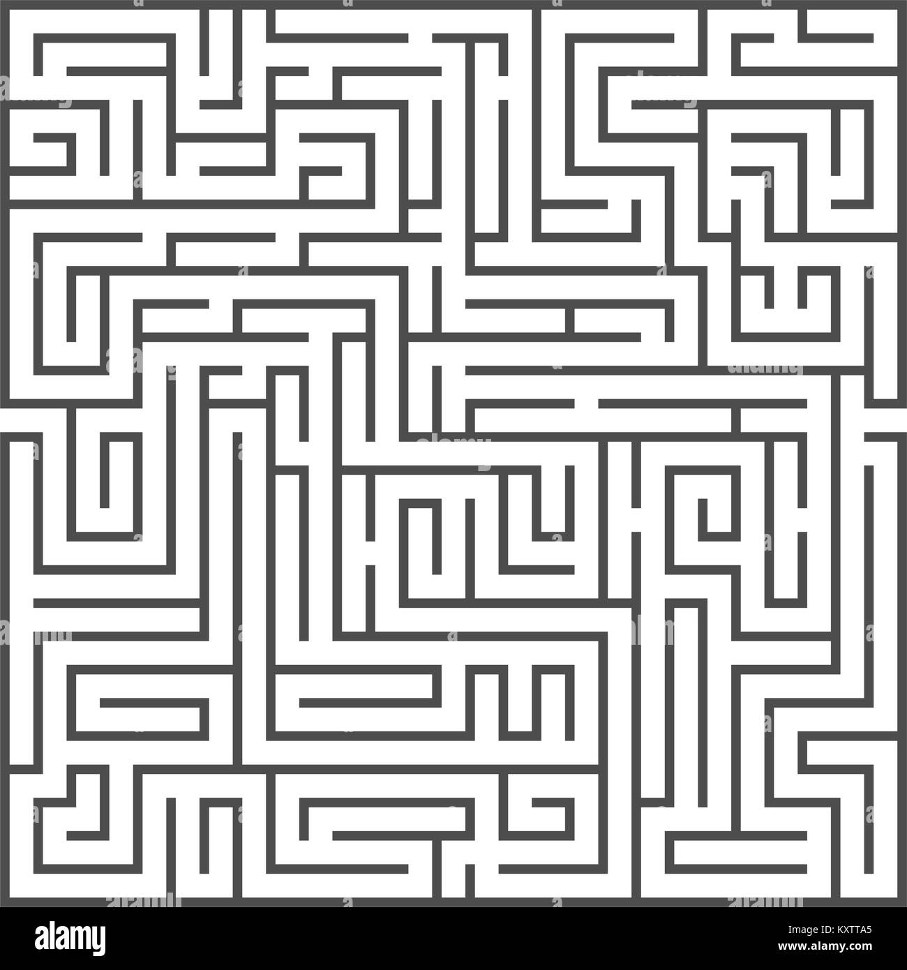 Square maze isolated on white background. Medium complexity Stock Vector