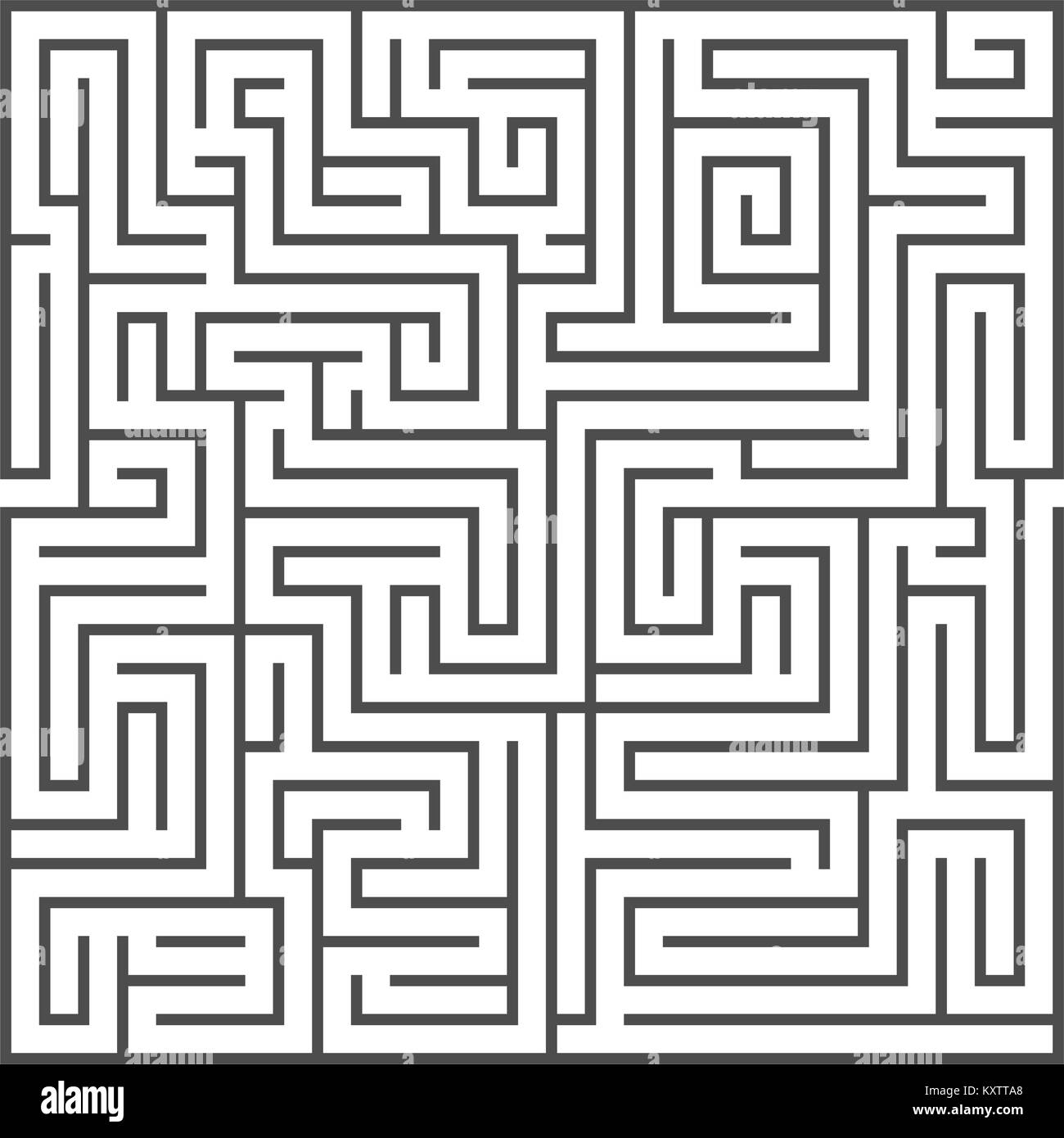 Square maze isolated on white background. Medium complexity Stock Vector
