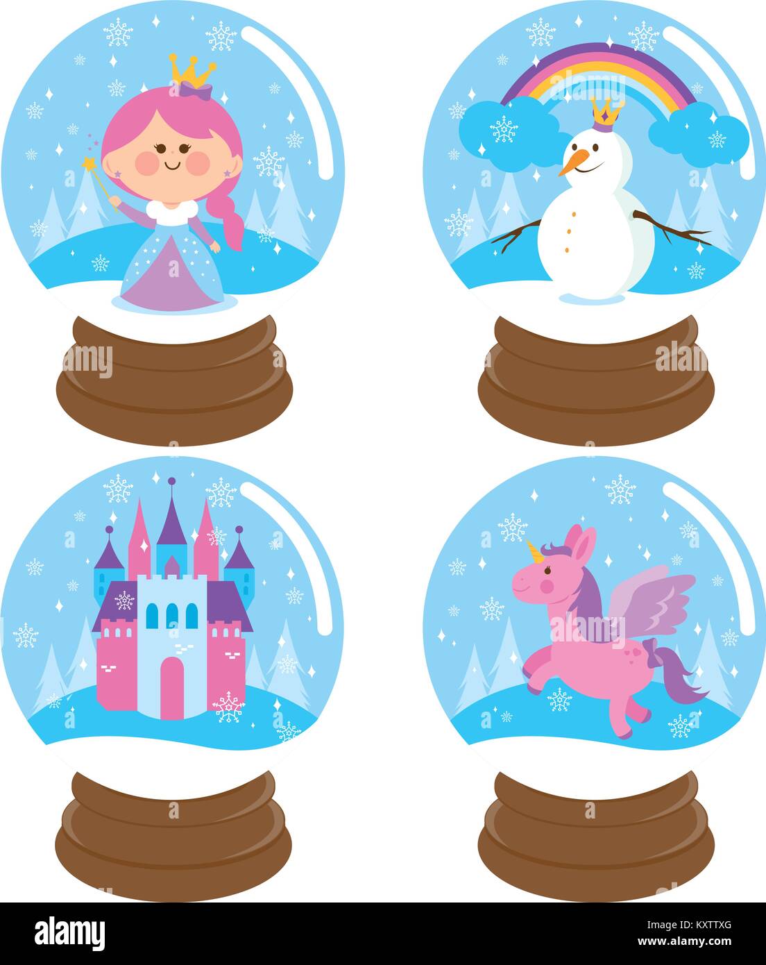 Fairy Tale Snow Globe Vector Set Stock Vector Image Art Alamy