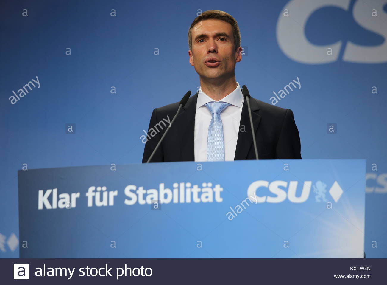German CSU MP Stefan Mueller speaking before the arrival of Prime ...